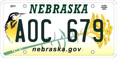 NE license plate AOC679