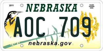 NE license plate AOC709