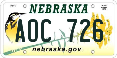 NE license plate AOC726