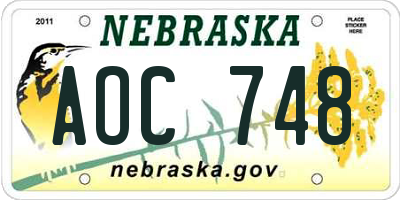 NE license plate AOC748