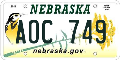 NE license plate AOC749