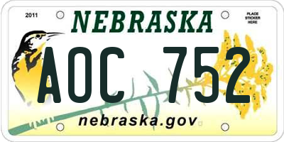 NE license plate AOC752