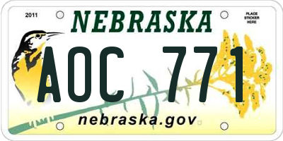 NE license plate AOC771