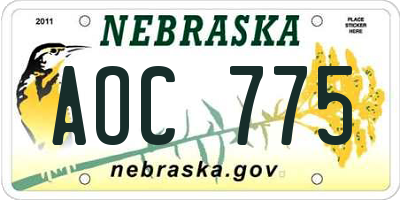 NE license plate AOC775
