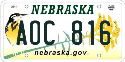 NE license plate AOC816