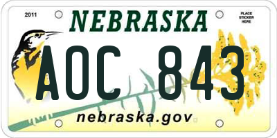NE license plate AOC843