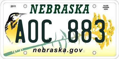 NE license plate AOC883