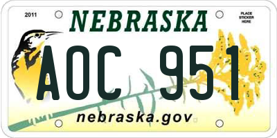NE license plate AOC951