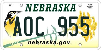 NE license plate AOC955