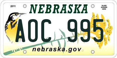 NE license plate AOC995