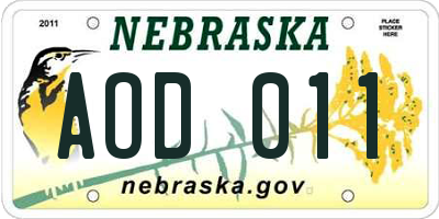 NE license plate AOD011