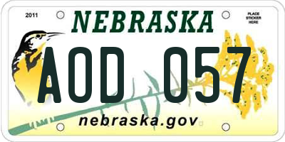 NE license plate AOD057