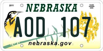 NE license plate AOD107