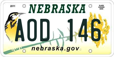 NE license plate AOD146