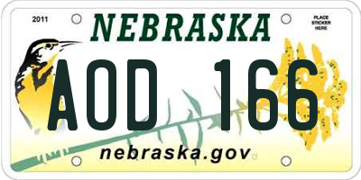 NE license plate AOD166