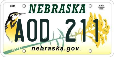 NE license plate AOD211