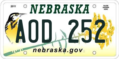 NE license plate AOD252