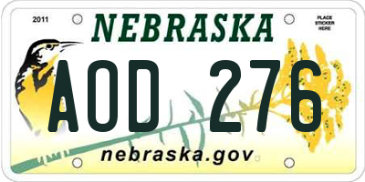 NE license plate AOD276