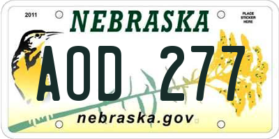 NE license plate AOD277