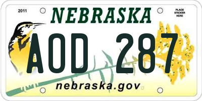 NE license plate AOD287