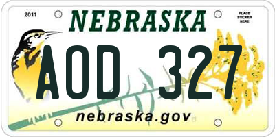 NE license plate AOD327
