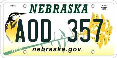 NE license plate AOD357