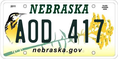 NE license plate AOD417