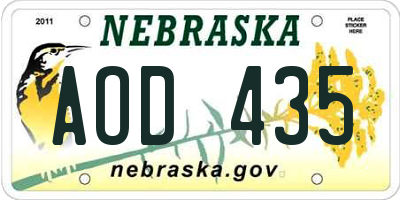 NE license plate AOD435