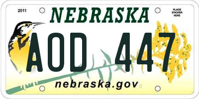 NE license plate AOD447