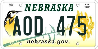 NE license plate AOD475