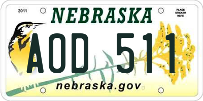 NE license plate AOD511
