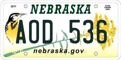 NE license plate AOD536