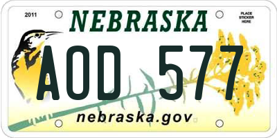 NE license plate AOD577