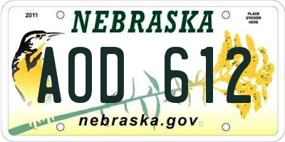 NE license plate AOD612