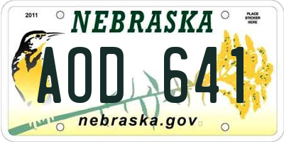 NE license plate AOD641