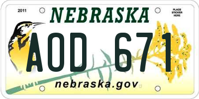 NE license plate AOD671