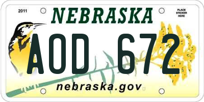 NE license plate AOD672