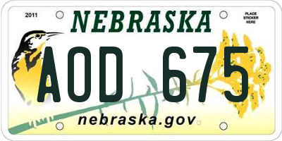 NE license plate AOD675