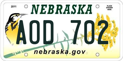 NE license plate AOD702