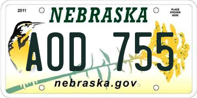 NE license plate AOD755