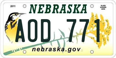 NE license plate AOD771