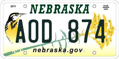 NE license plate AOD874