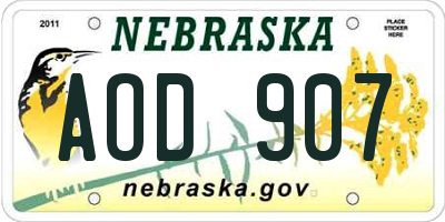 NE license plate AOD907
