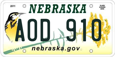 NE license plate AOD910