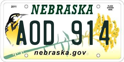 NE license plate AOD914