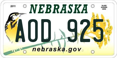 NE license plate AOD925