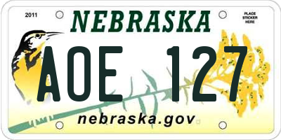 NE license plate AOE127