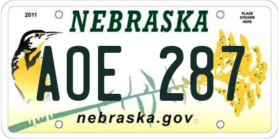 NE license plate AOE287