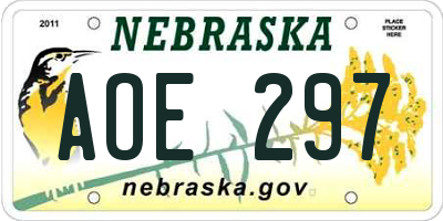 NE license plate AOE297