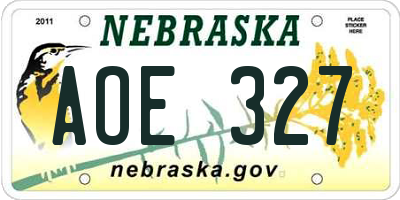 NE license plate AOE327
